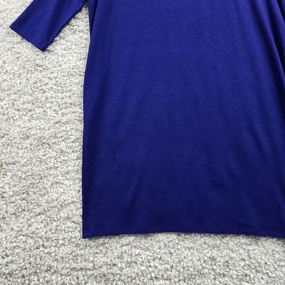 Eileen Fisher Dress Womens Small Petite Blue Dolman Sleeve Shift Knit Minimalist - Picture 2 of 12